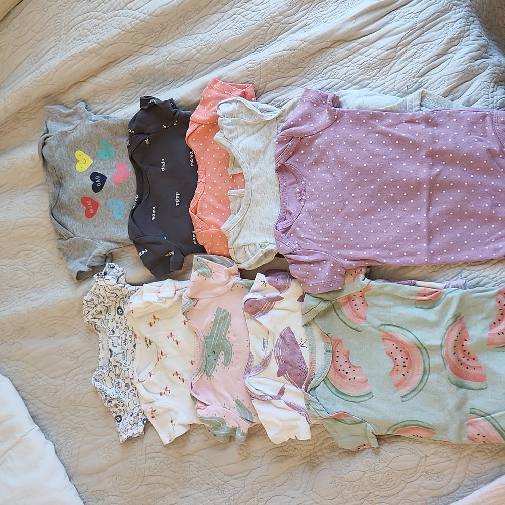 Carter's 9 month short sleeve bodysuit bulk bundle of 10!